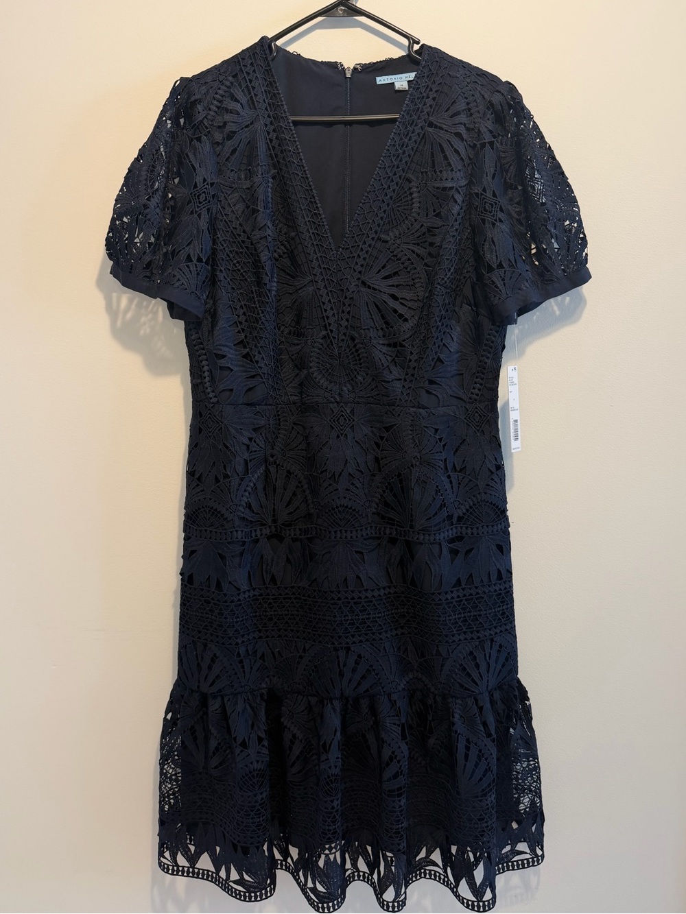 ANTONIO MELANI Black V-Neck Midi Dress NWT